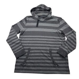 Prana Setu Gray Striped Pullover Hoodie Sweatshirt